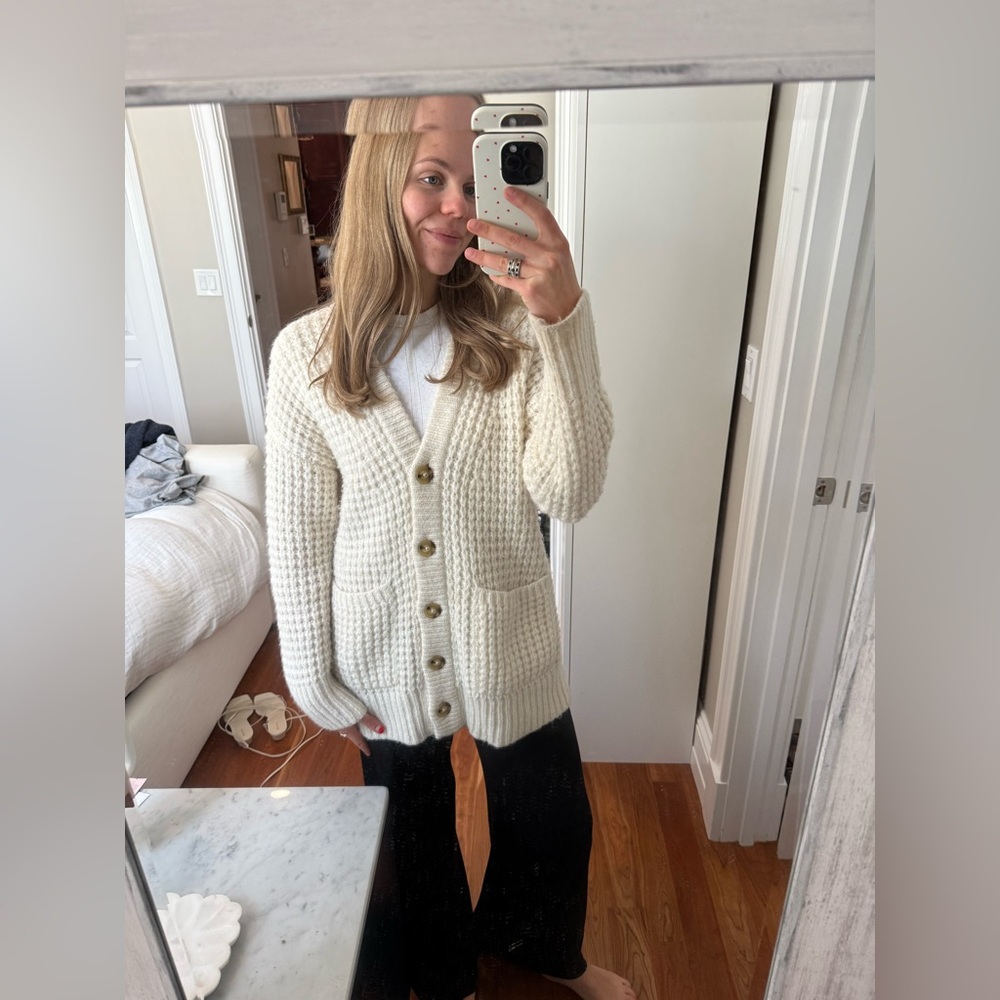Faherty Oversized Chunky Knit Button-Up Sweater